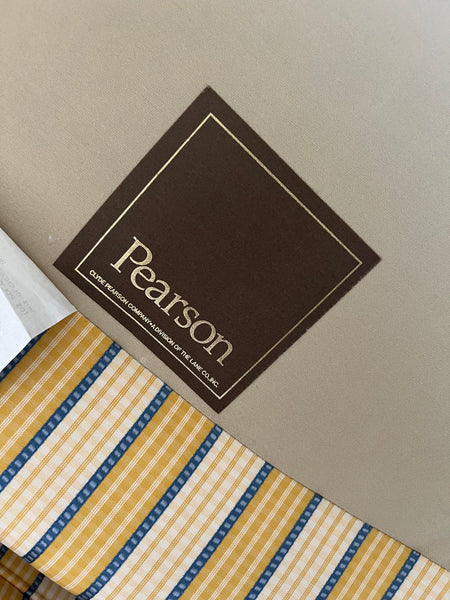 Pair of Pearson Yellow and Blue Occasional Chairs and Ottoman