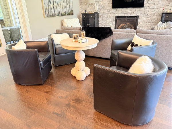 Black Swivel Barrel Chairs (4 Available)