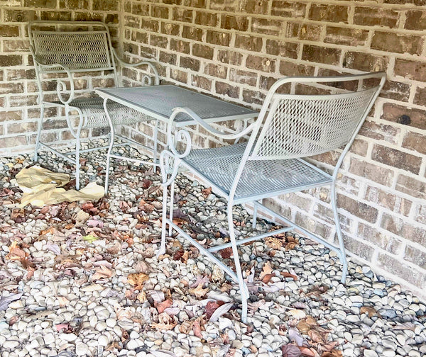 Vintage Woodard Patio Tea Table and 2 Chairs