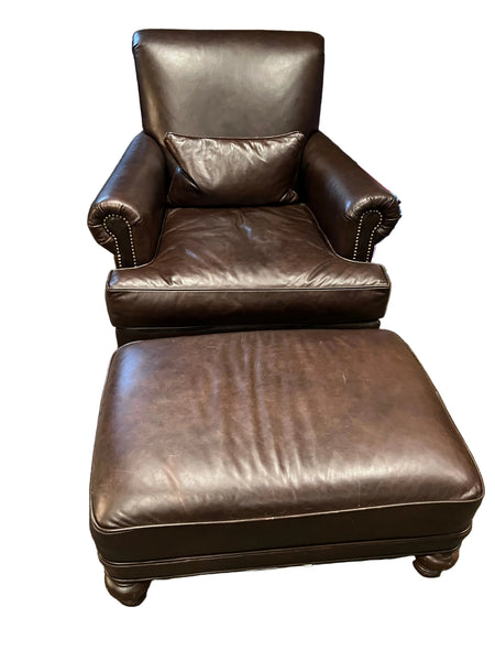 Old Hickory Tannery Leather Chair and Ottoman