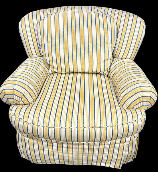 Pair of Pearson Yellow and Blue Occasional Chairs and Ottoman