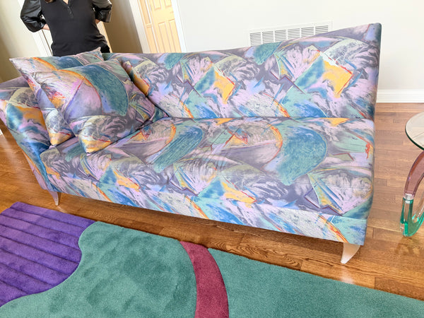 Pair of Vintage 1980s Postmodern Sculptural Sofa & Chaise Wieman / Kagan Style