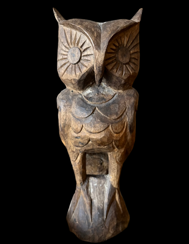 Vintage Hand Carved Wood Owl