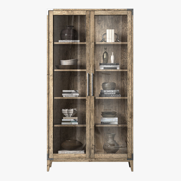 RESTORATION HARDWARE Cayden Campaign Glass Double Door Cabinet