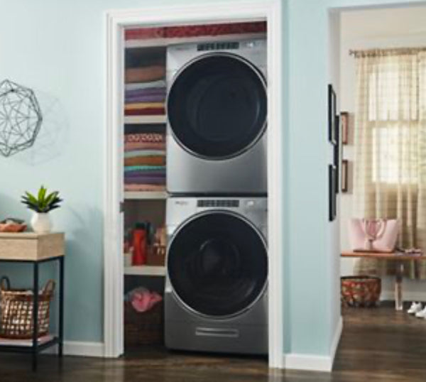 Whirlpool Chrome Shadow Electric Front Load Washer and Dryer Set with Pedestals