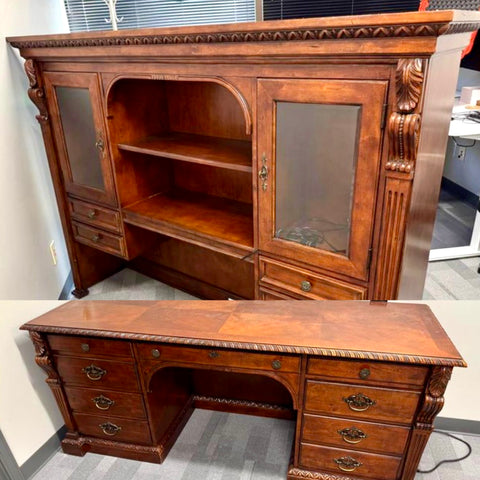 HEKMAN Executive Credenza Desk with Hutch