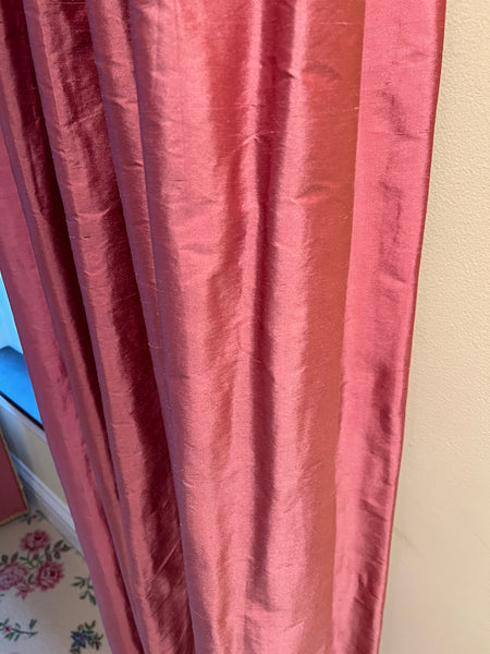 Pair of Silk Lined Curtains Drapes with Valance (3 Available)