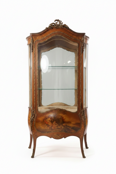Antique French Vernis Martin Style Vitrine Curio Cabinet
