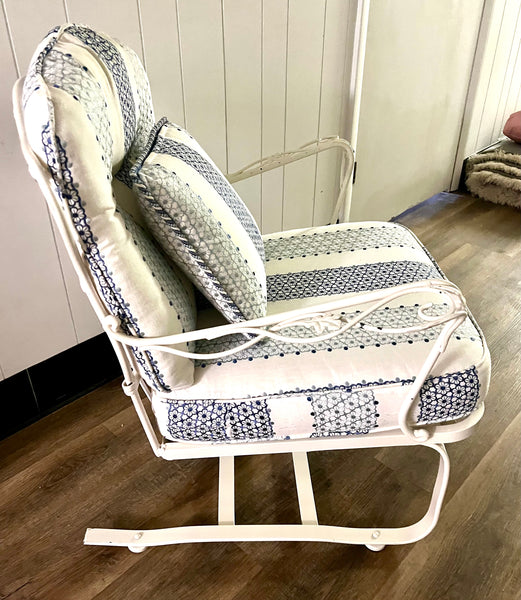 Pair of Vintage Russell Woodard Wrought Iron Patio Chair with Cushions