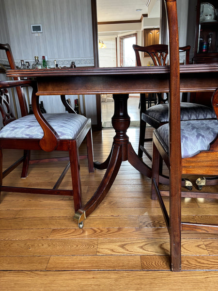 Antique Mahogany Double Pedestal Georgian Style Dining Set