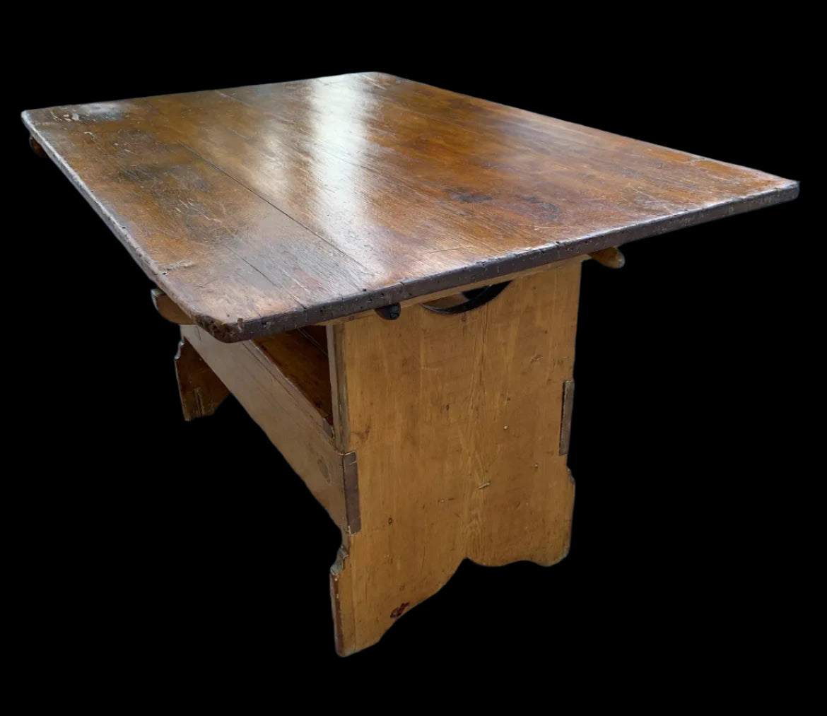 Antique 1800's Pine Tilt Top Dining Table Bench – KLM Luxury
