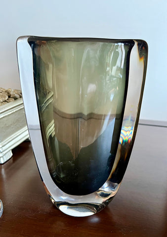 Vintage Nils Landberg for Orrefors "Sommerso" Crystal Vase