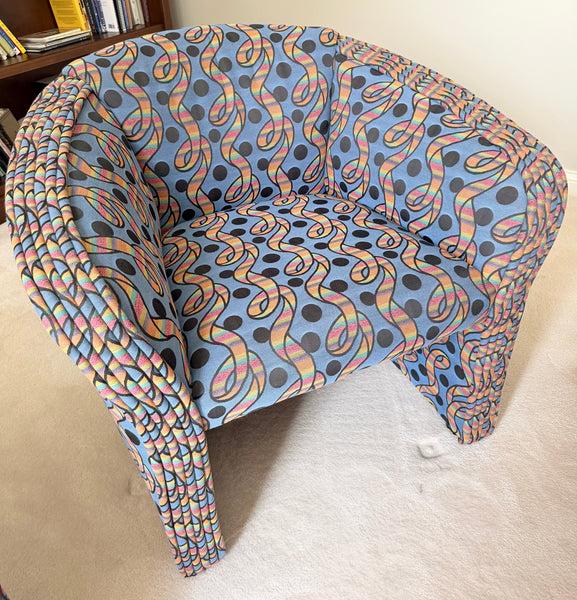 Pair of Vintage Postmodern Barrel Back Club Chairs