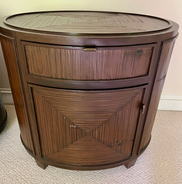 Pair of McGuire Faubourg Collection Oval Side Tables / Nightstands