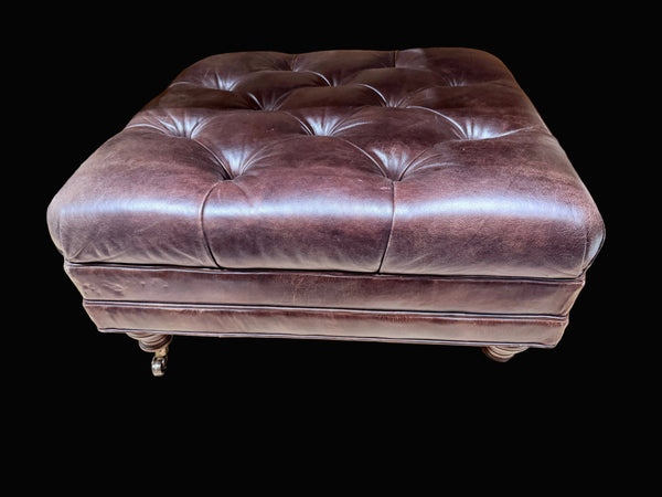 Leather Tufted Ottoman