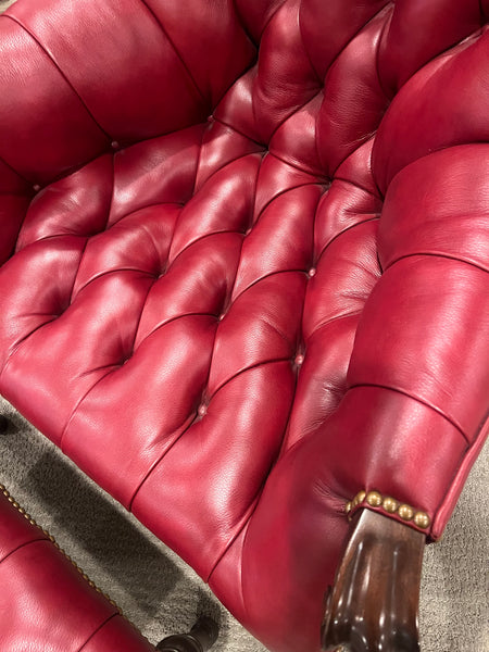 Stickley Leather Leopald's Club Chair and Ottoman Set
