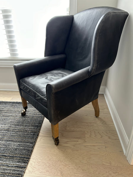 Restoration Hardware Leather Wingback Chair