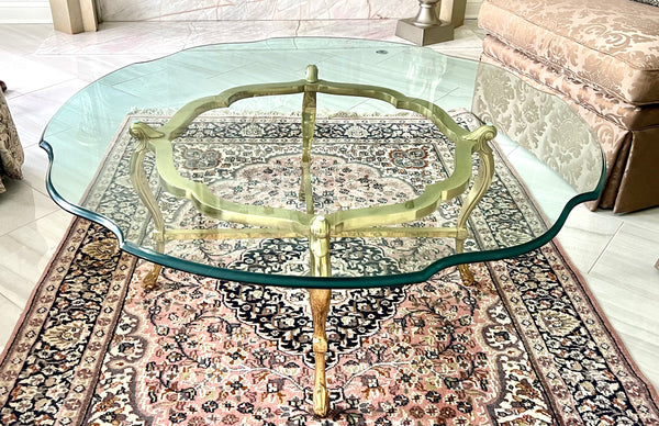 La Barge Vintage Brass and Glass Coffee Table
