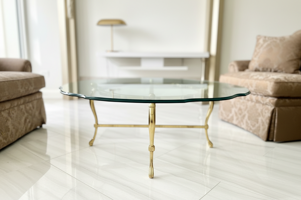 La Barge Vintage Brass and Glass Coffee Table
