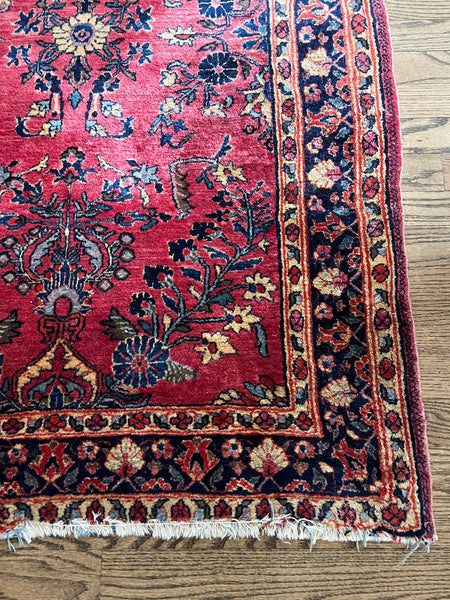 Antique Handmade 9' Lilihan Style Runner Rug