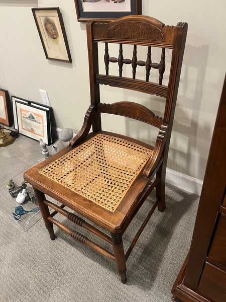 Antique Eastlake Cane Seat Chair