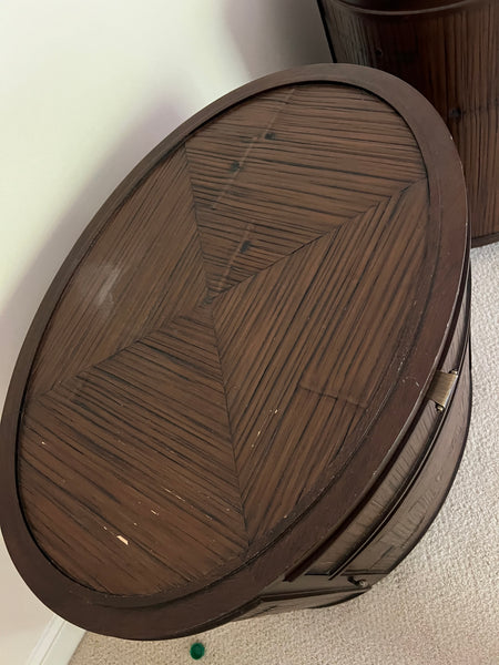 Pair of McGuire Faubourg Collection Oval Side Tables / Nightstands