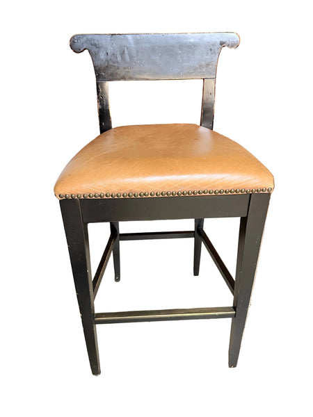 HENREDON Acquisitions Leather and Wood Bar Stools - Set of 4