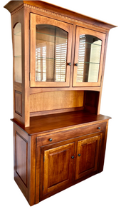 Solid Maple Amish Made China Cabinet with Hutch and Pull Out Dining Table