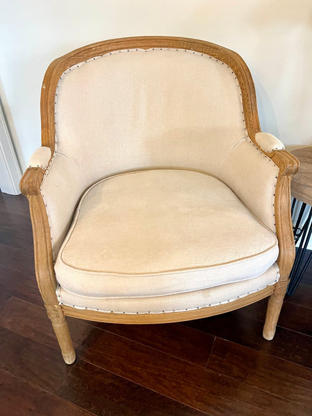 Pair of Linen Club Armchairs