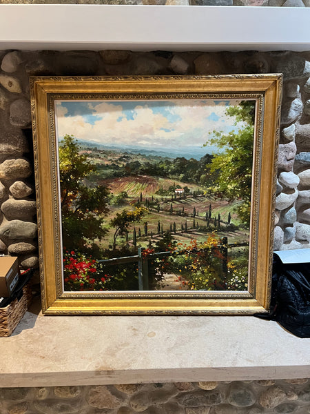 Custom Framed Art Oil on Canvas Painting by Andino