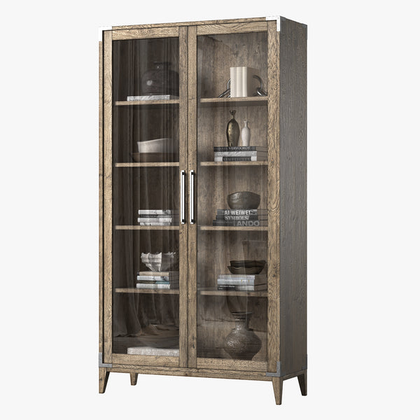 RESTORATION HARDWARE Cayden Campaign Glass Double Door Cabinet
