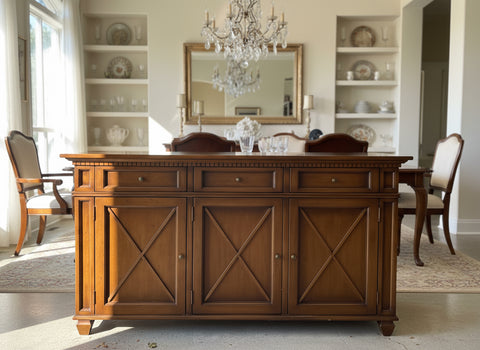 Wood Buffet with Slotted Top Drawers