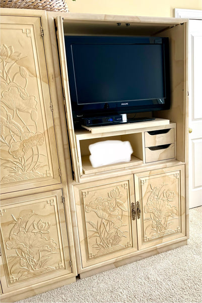 Henredon Folio 16 Villa Borghese Asian Goatskin Armoire Linen Chest Entertainment Center