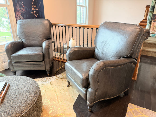 Arhaus Custom Nailhead Trim Leather Recliners (2 available)