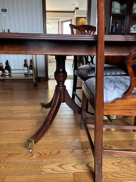 Antique Mahogany Double Pedestal Georgian Style Dining Set