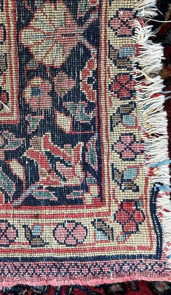 Antique Handmade 9' Lilihan Style Runner Rug