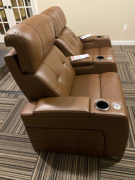 NEW Seatcraft Kodiak CoolZero Italian Leather Power Straight Row of 2 Theater Seating