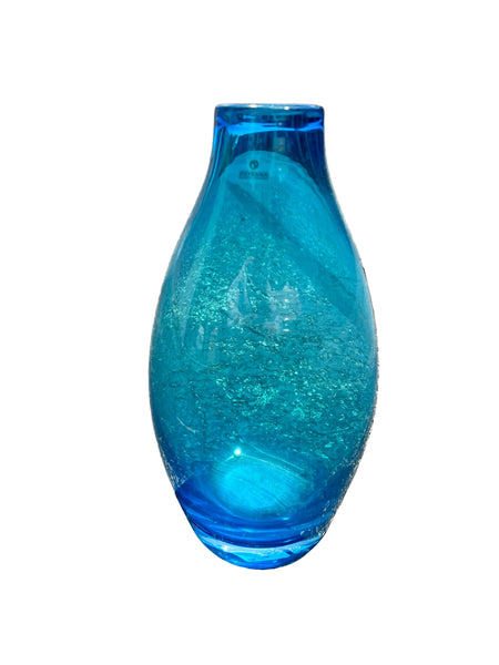 ZODAX Hand Blown Teal Teardrop Glass Vase