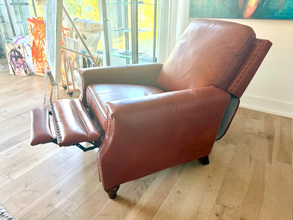 HULALA HOME Leather Classic Push Back Manual Recliner Armchair