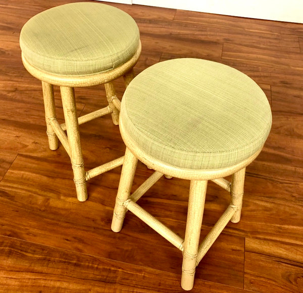 Pair of Vintage McGuire Counter Height Bar Stools