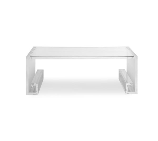 Highland House Molly Acrylic Coffee Cocktail Table with Glass Top (2 Available)