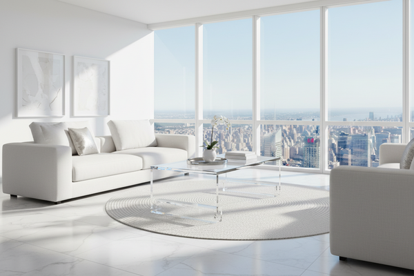 Highland House Molly Acrylic Coffee Cocktail Table with Glass Top (2 Available)