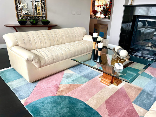 Salotti Natuzzi Postmodern Leather Sofa in Vanilla Leather