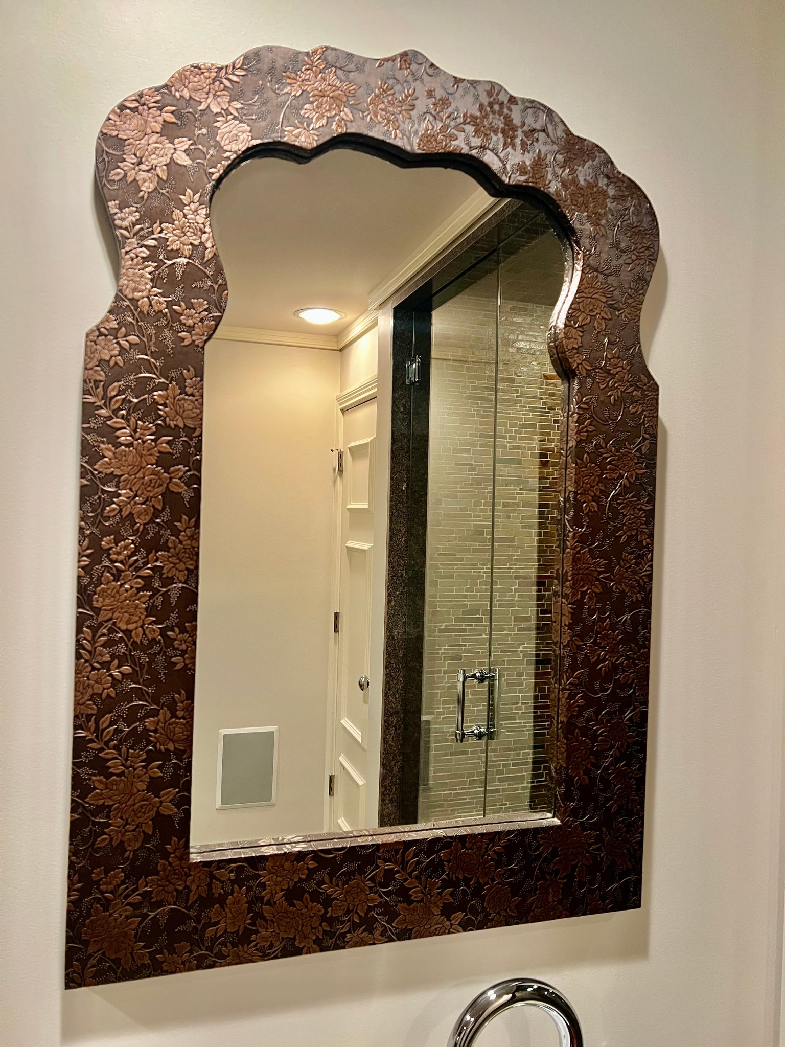 Copper Carved Wall Mirror