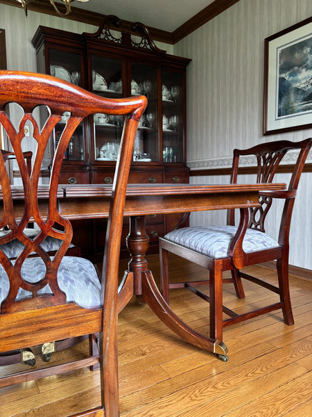 Antique Mahogany Double Pedestal Georgian Style Dining Set