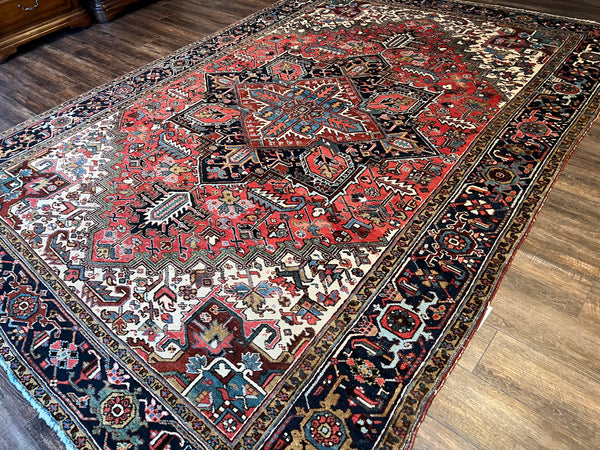 Vintage Persian Heriz Wool Hand Knotted Area Rug