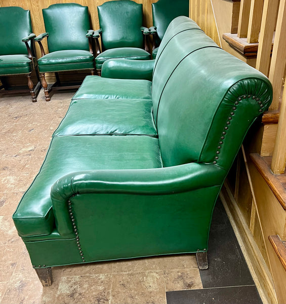 Vintage Green Leather Sofa