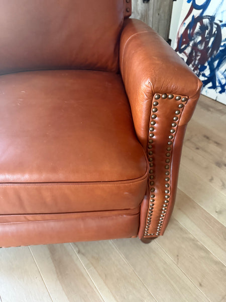 HULALA HOME Leather Classic Push Back Manual Recliner Armchair