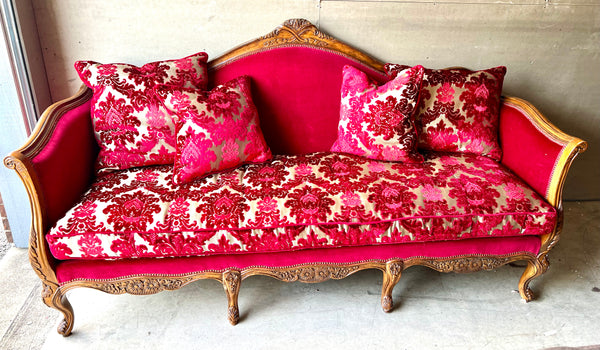 French Louis XVI Style Down Filled Single Seat Cushion Sofa Settee