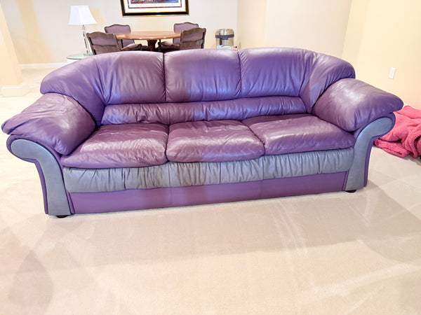 Purple Leather Sofa and Loveseat